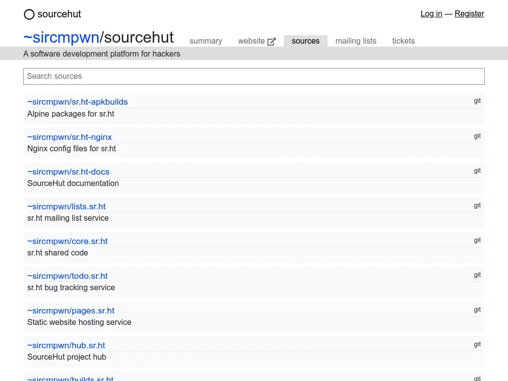 SourceHut sources