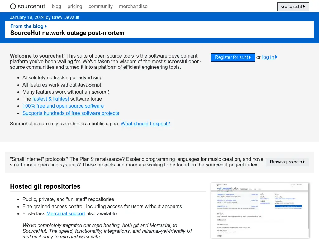 SourceHut website